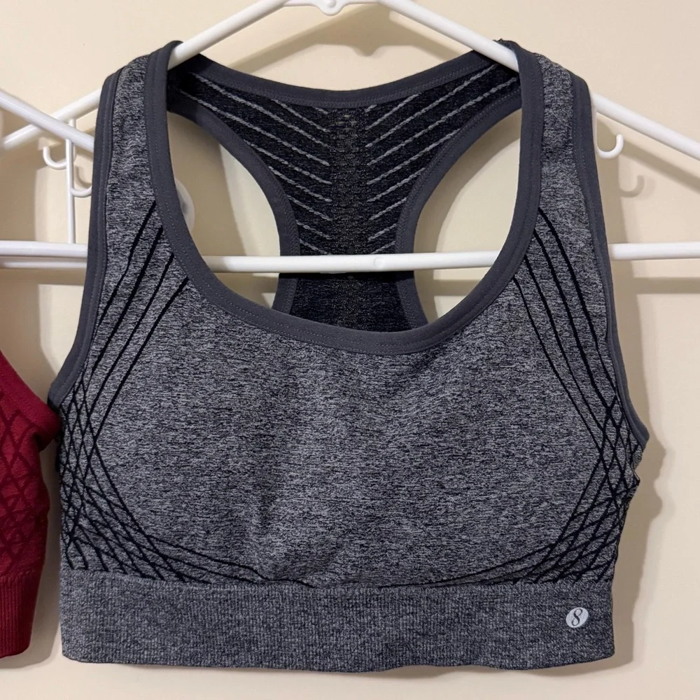 2 Layer8 Qwick-Dry Padded Sports Bras | Maroon & Grey - Picture 8 of 13